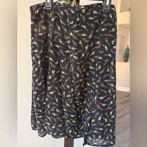 Vintage Eddie Bauer Floral Midi Skirt Size 8 Dark Botanical Print
